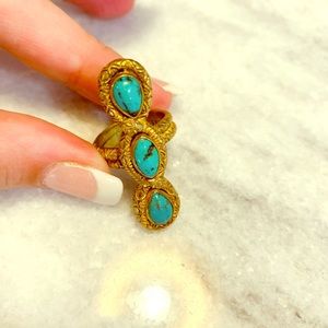Gold & Turquoise Statement Ring